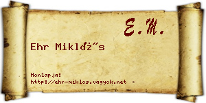 Ehr Miklós névjegykártya